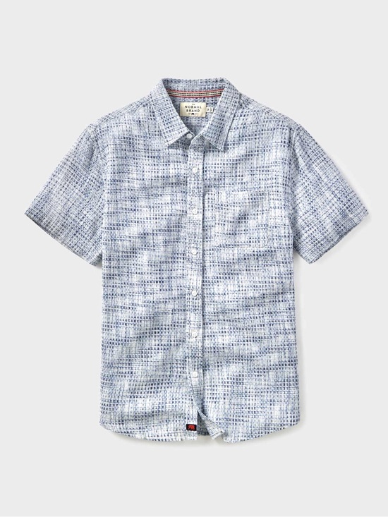 The Normal Brand Other - The Normal Brand Freshwater Short Sleeve Button Up Shirt Blue Multi XL